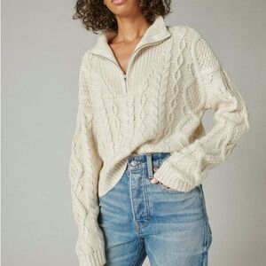 Cream Cable Knit Quarter Zip